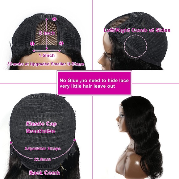 HUMAN HAIR U-Part Clip In Wig Body Wave 22in - Picture 13 of 15